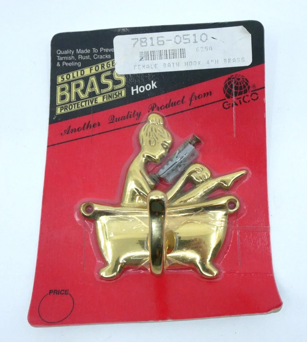 VTG Brass Bathroom Hook With Silhouette Of Woman In Claw Foot Tub Gatco New